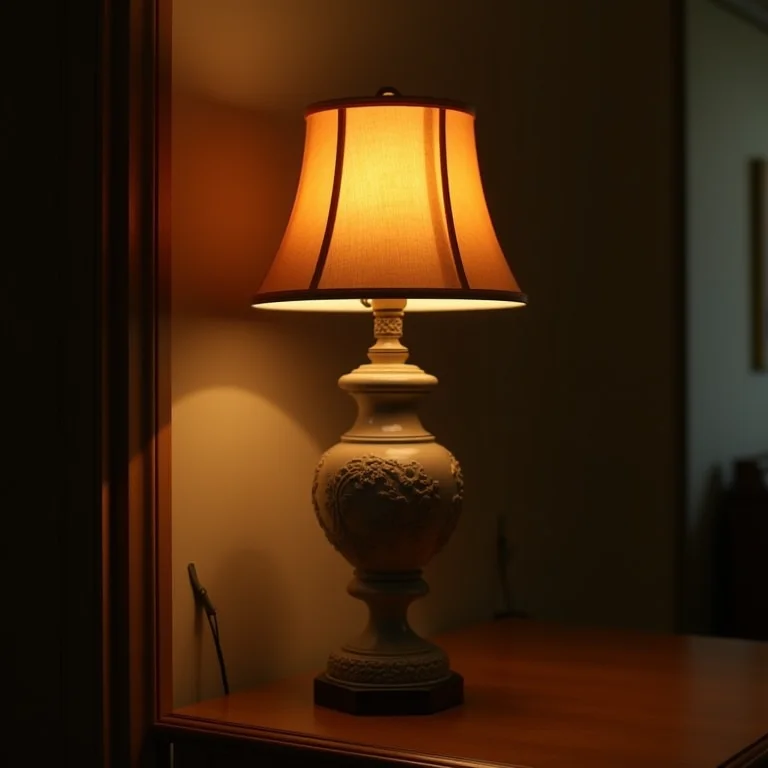 Abajur com cúpula desproporcionalmente pequena