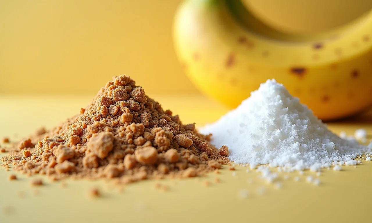 Açúcar mascavo e açúcar branco para a farofa.