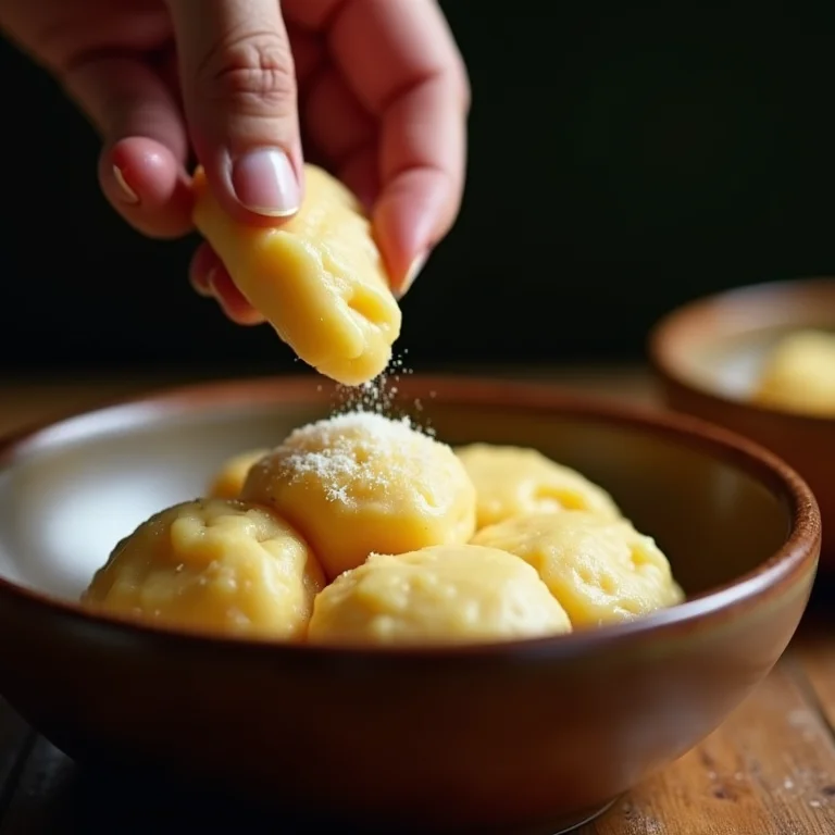 Adicionando polvilho azedo à massa do biscoito de queijo.