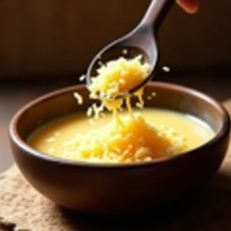 Adicionando queijo minas ralado ao angu cremoso.