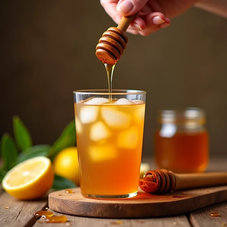 Adoçando o chá gelado com mel natural.