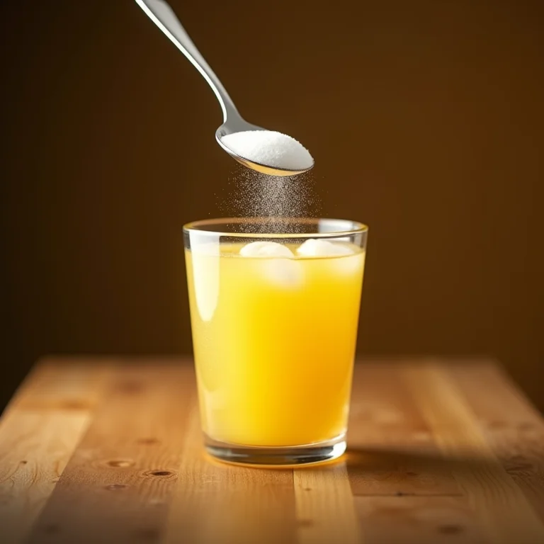 Adoçando suco com açúcar refinado