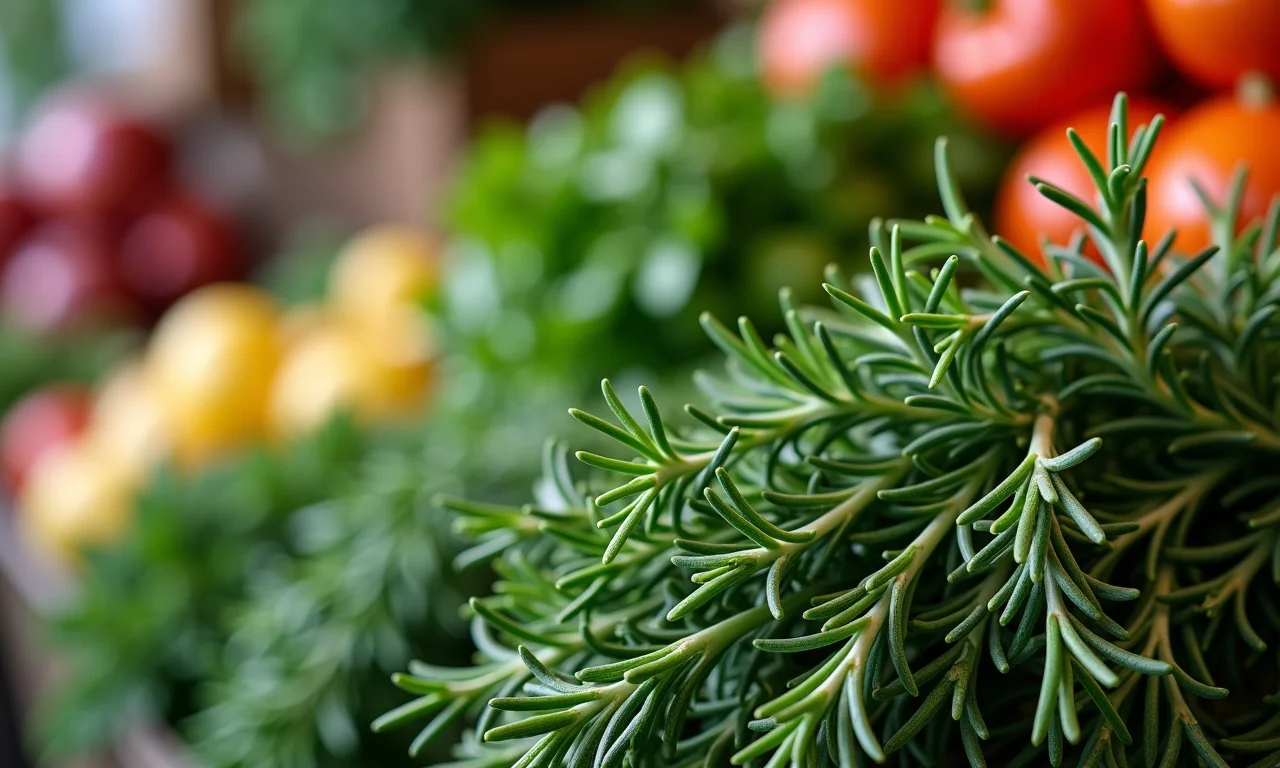 Alecrim fresco de qualidade à venda no mercado.