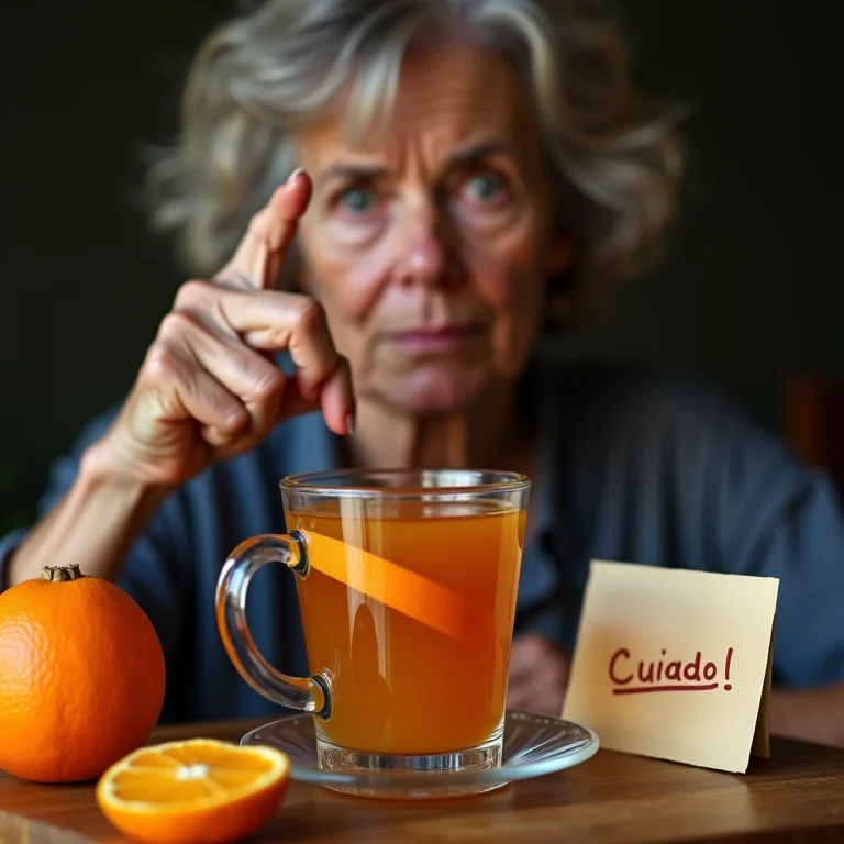 Anfitriã alertando sobre o chá