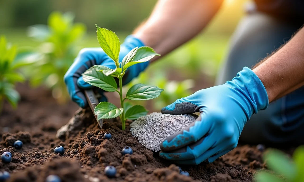 Aplicação de enxofre elementar no solo.