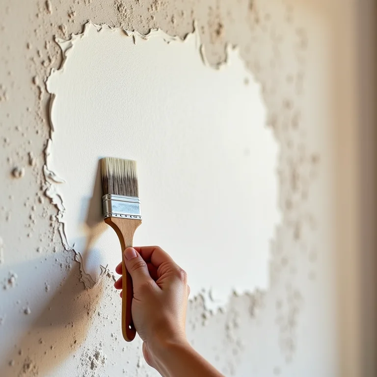 Aplicação de tinta fosca em parede com textura rústica.