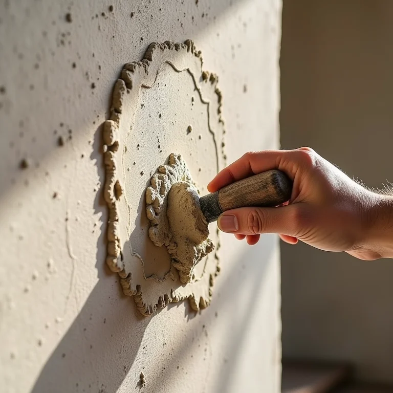 Aplicando textura rústica com argamassa na parede