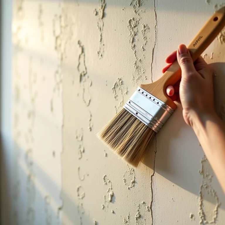 Aplicando textura rústica com cal na parede