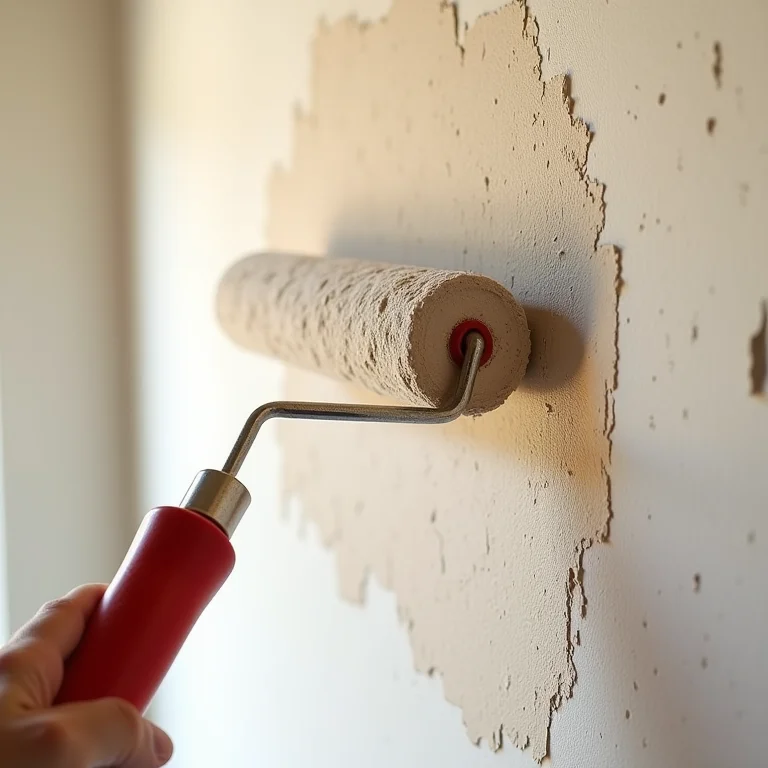 Aplicando textura rústica com tinta na parede