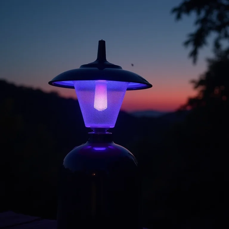 Armadilha luminosa elétrica para moscas em ambiente rural