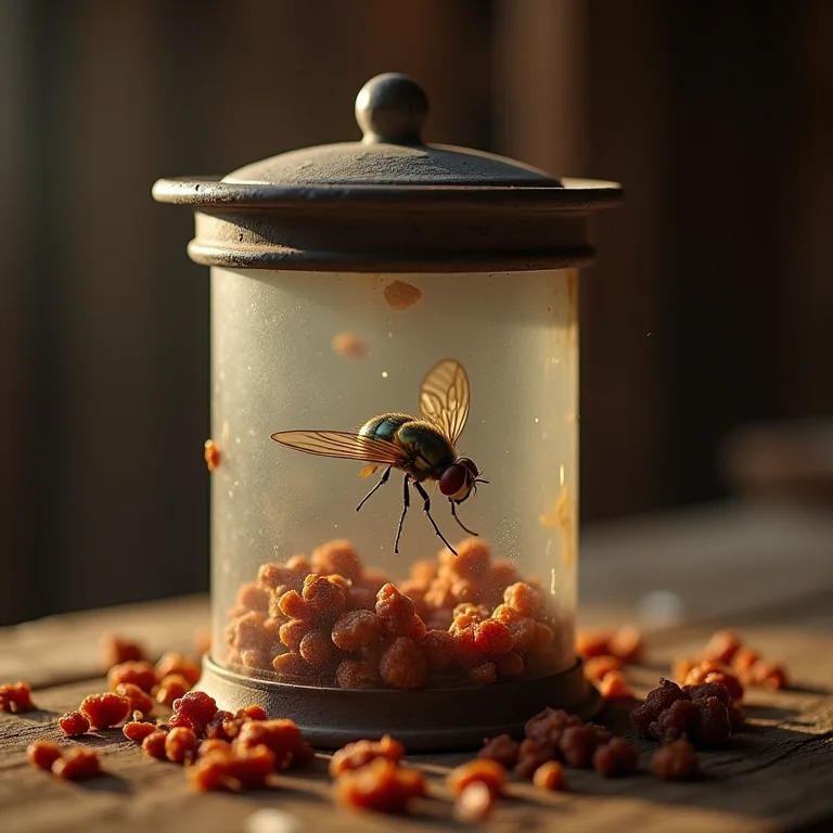 Armadilha para moscas com isca fedida (frutas podres)