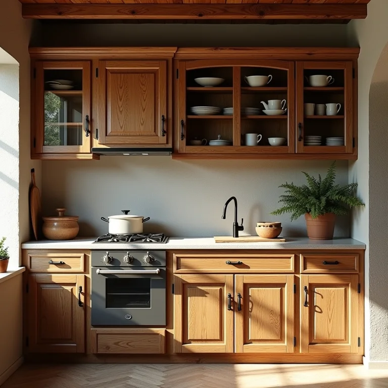 Armários de cozinha de madeira de demolição