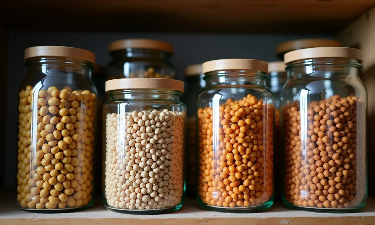 Armazenamento correto de sementes de feijão caupi em local fresco e seco.