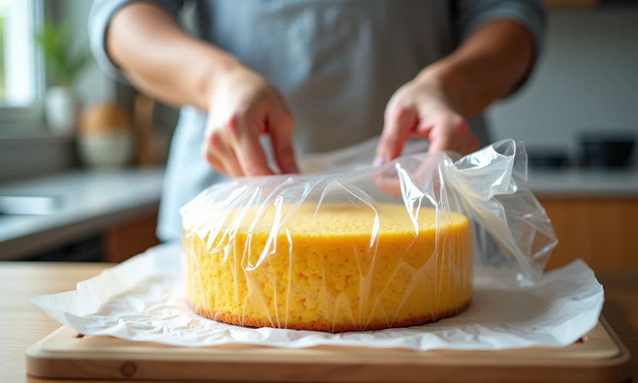 Armazenamento correto do bolo de milho para manter a umidade.