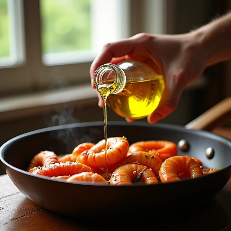 Azeite extra virgem sendo adicionado à Torta Capixaba