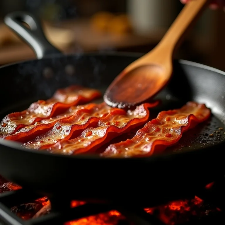 Bacon vegetal crocante sendo preparado