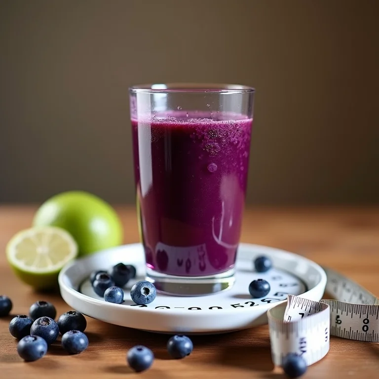 Balança e suco de mirtilo.