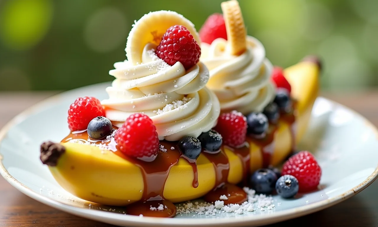 Banana split vegana.