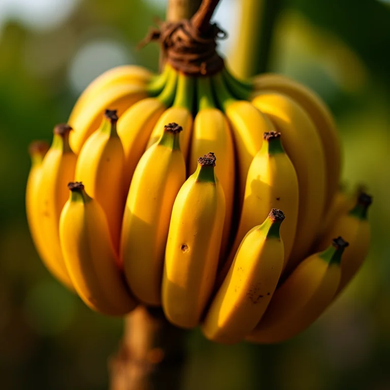 Bananas frescas sendo colhidas em um sítio.