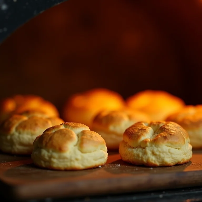 Biscoitos de queijo assando no forno a lenha