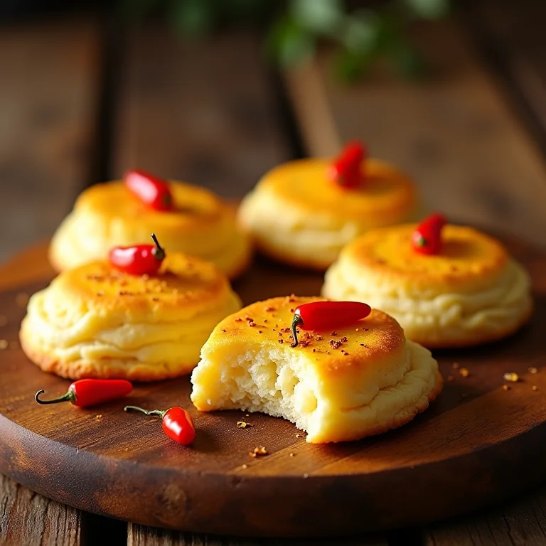 Biscoitos de queijo com pimenta vermelha.