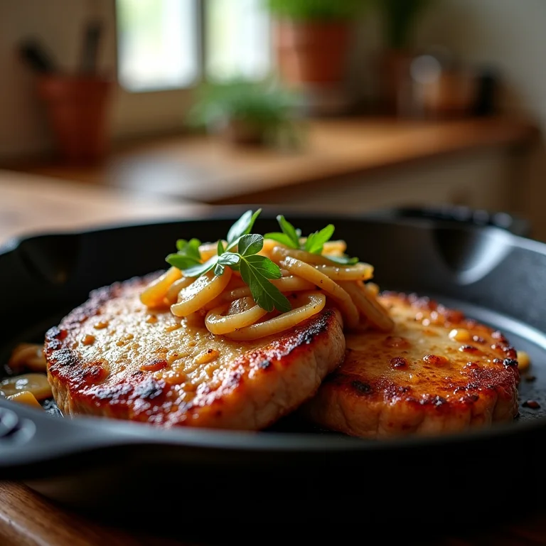 Bisteca de porco acebolada