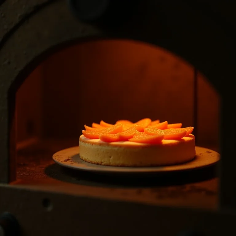 Bolo assando em forno a lenha