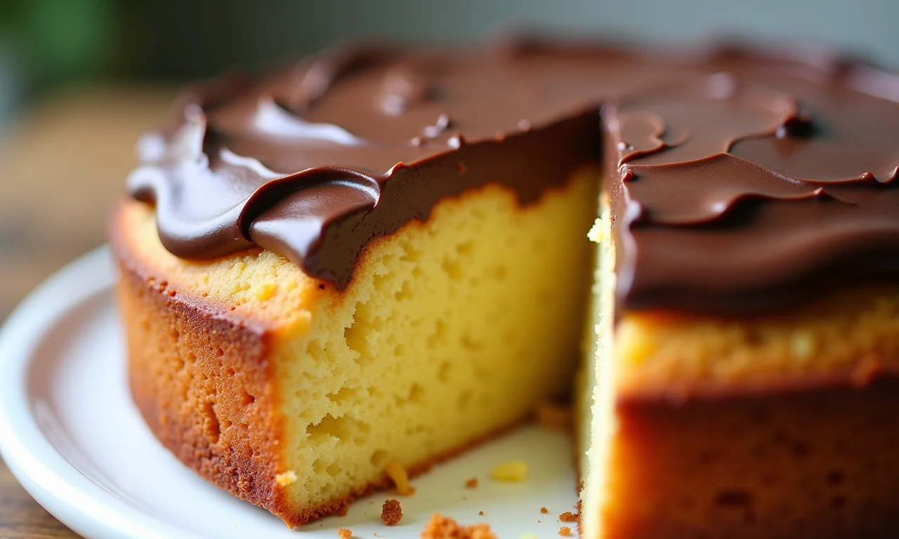 Bolo de casca de abacaxi com cobertura de chocolate.