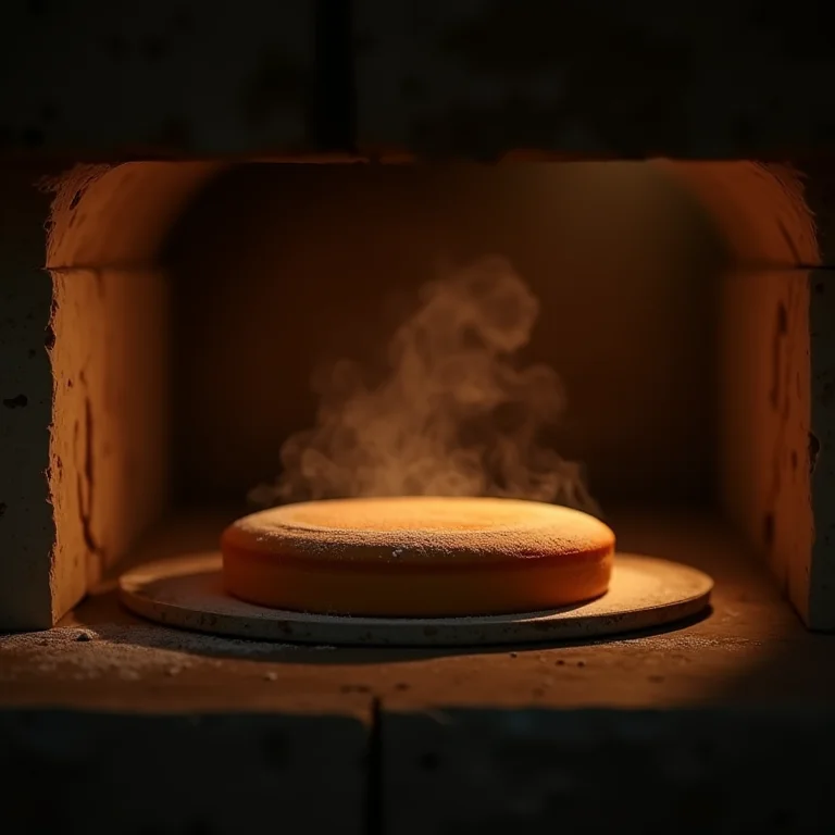 Bolo de cenoura assando no forno a lenha