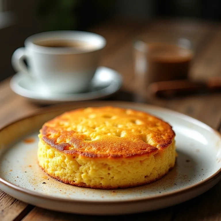 Bolo de fubá simples com xícara de café