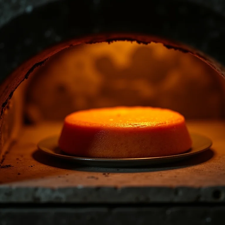 Bolo de laranja assando em forno à lenha