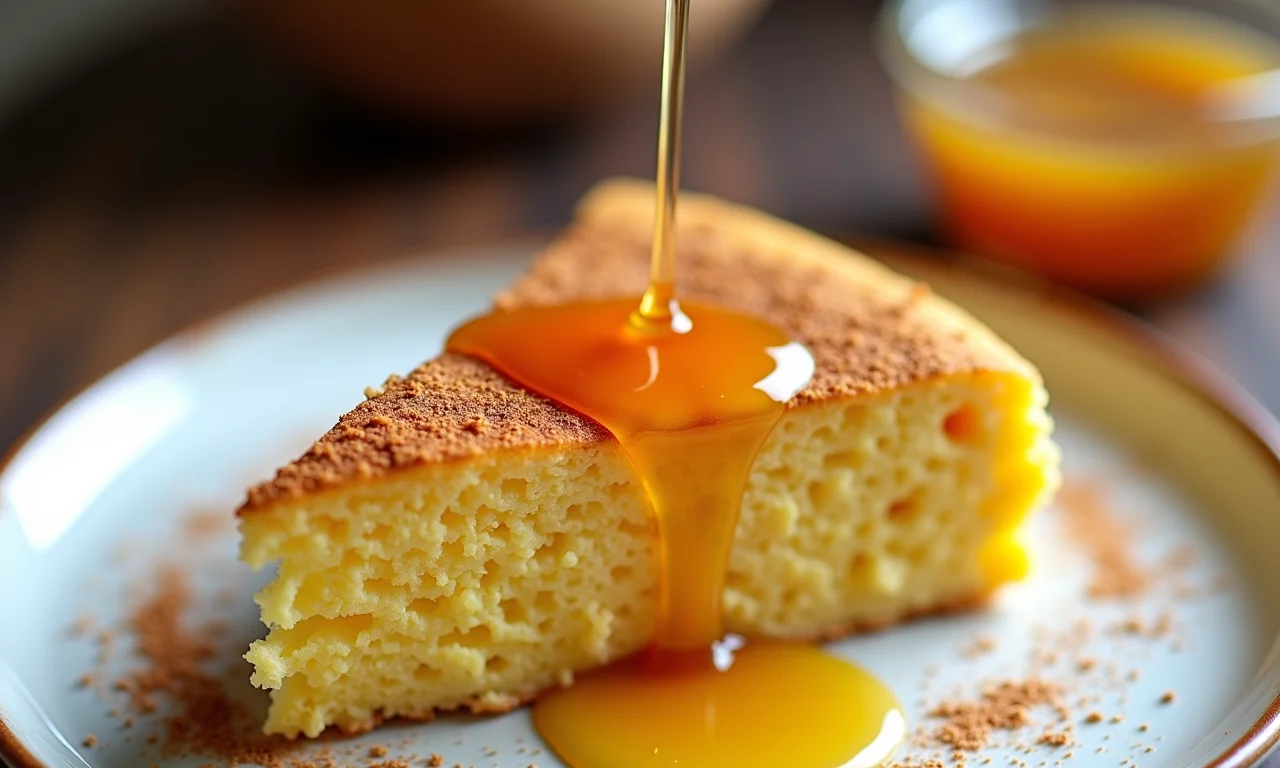 Bolo de milho com mel e canela para um sabor irresistível.