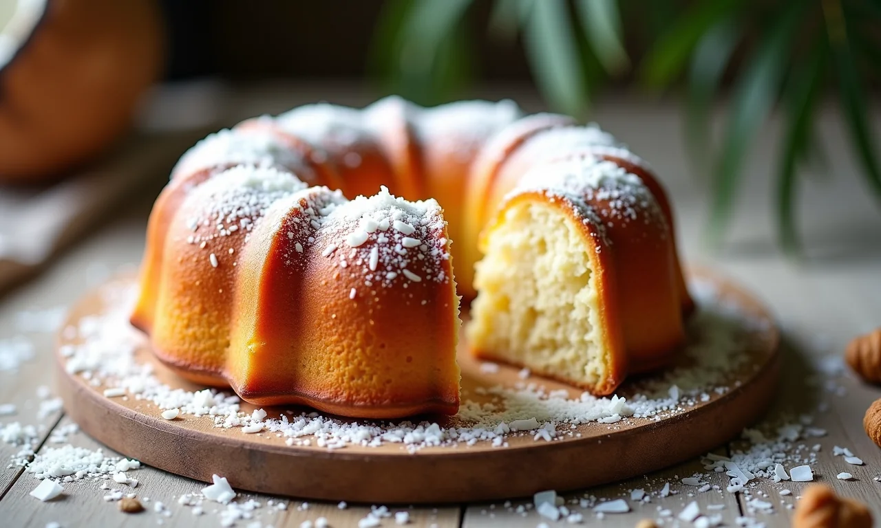 Bolo de Milho Pamonha com leite de coco e coco ralado.
