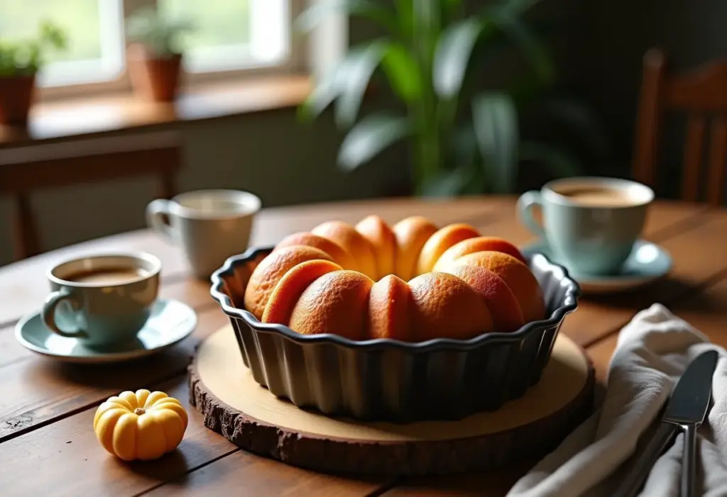 Bolo de Pão de Queijo caseiro em forma de bolo, receita de família.