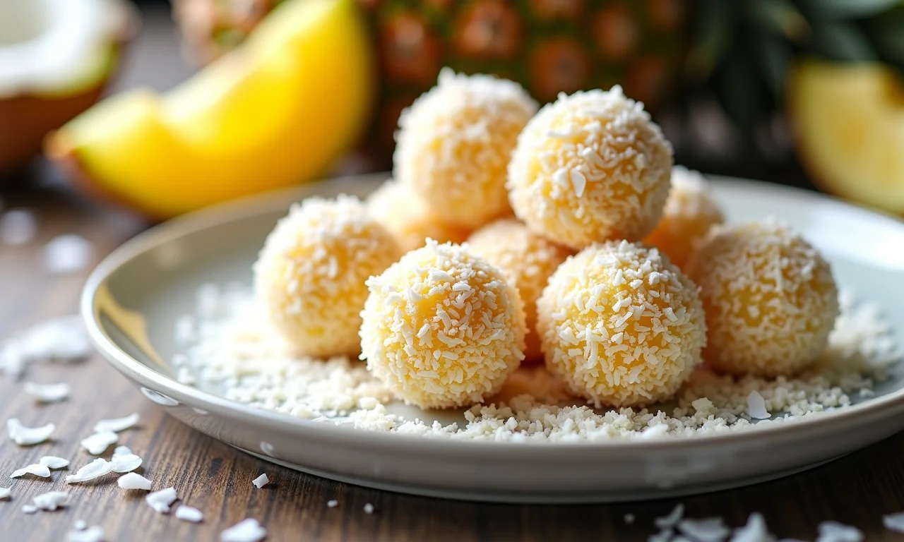 Brigadeiro de abacaxi com coco ralado.