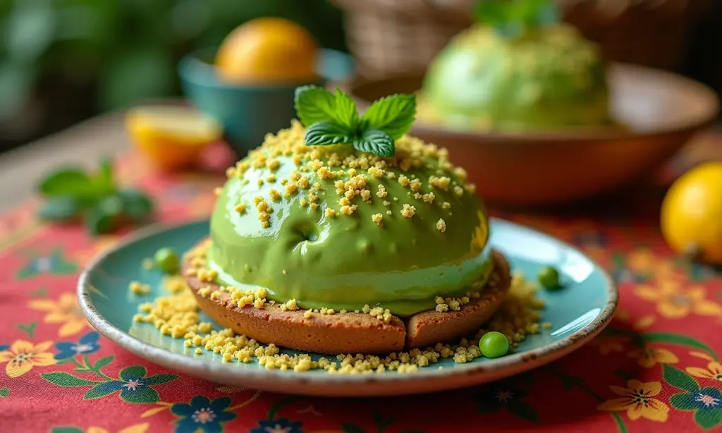 Brigadeiro de milho verde em mesa de festa junina colorida.