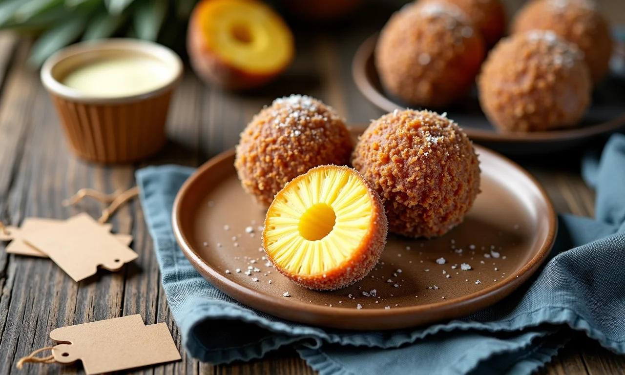 Brigadeiros de abacaxi prontos para venda em embalagens artesanais.