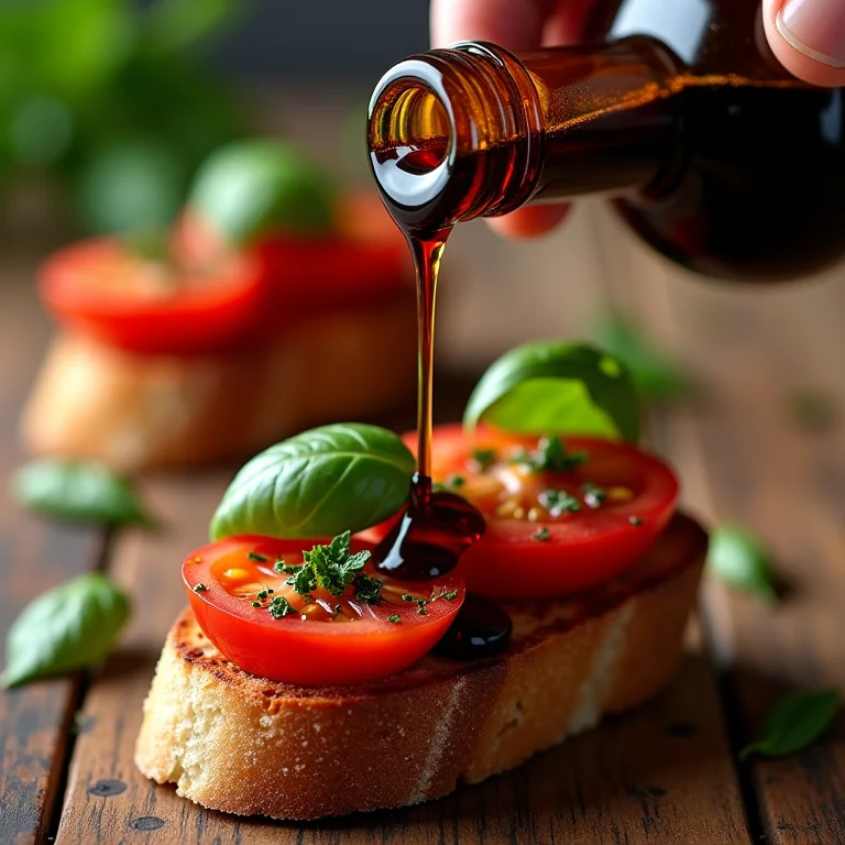 Bruschetta com um toque de aceto balsâmico.