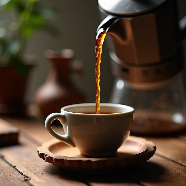 Café de qualidade sendo usado para o tiramisu na taça.