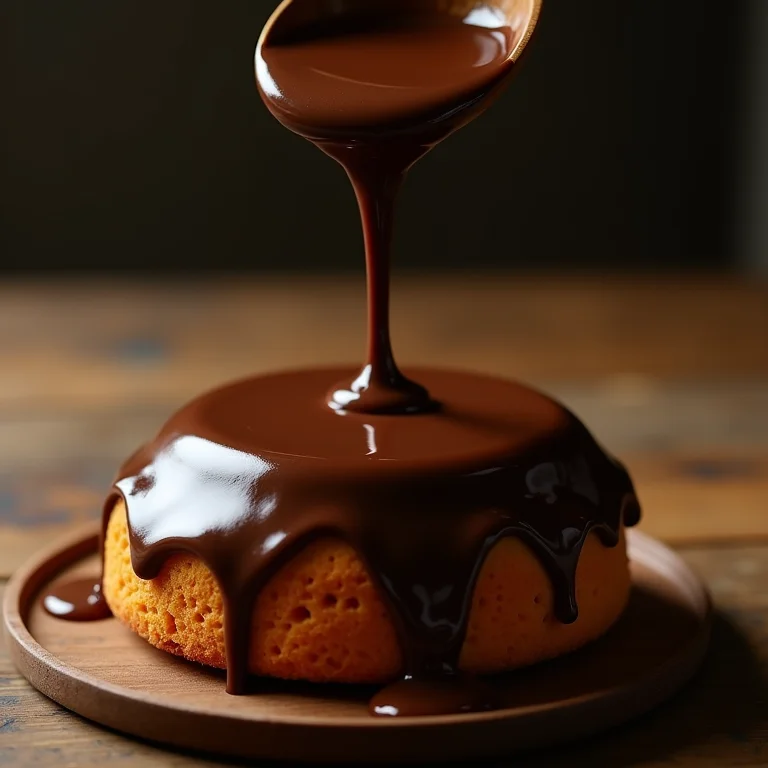 Calda cremosa de chocolate para bolo de maracujá.