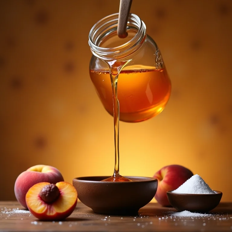 Calda de pêssego caseira sendo preparada