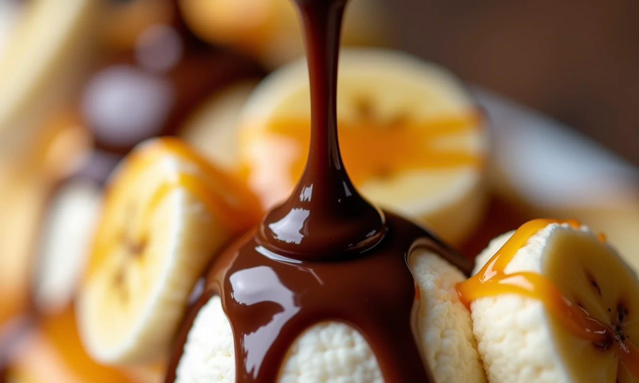 Caldas irresistíveis para banana split.