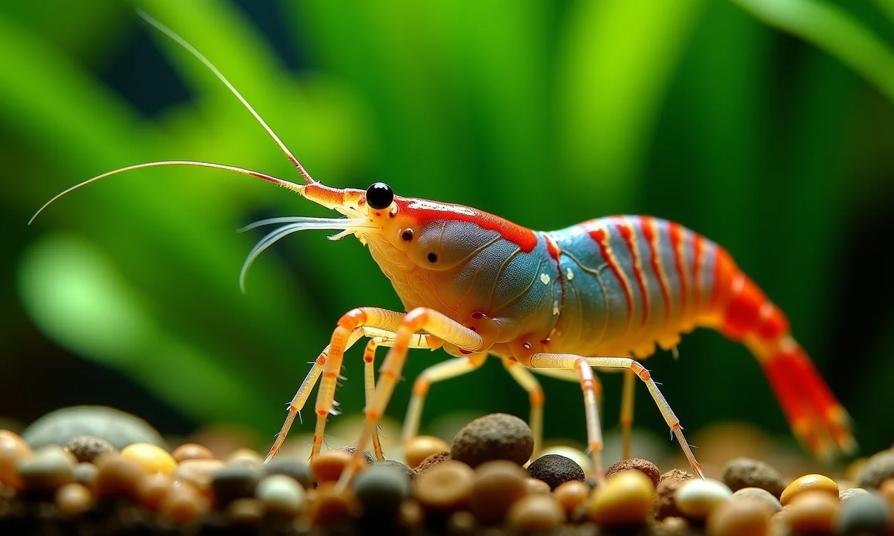 Camarão-de-água-doce (Macrobrachium amazonicum) em aquário natural.