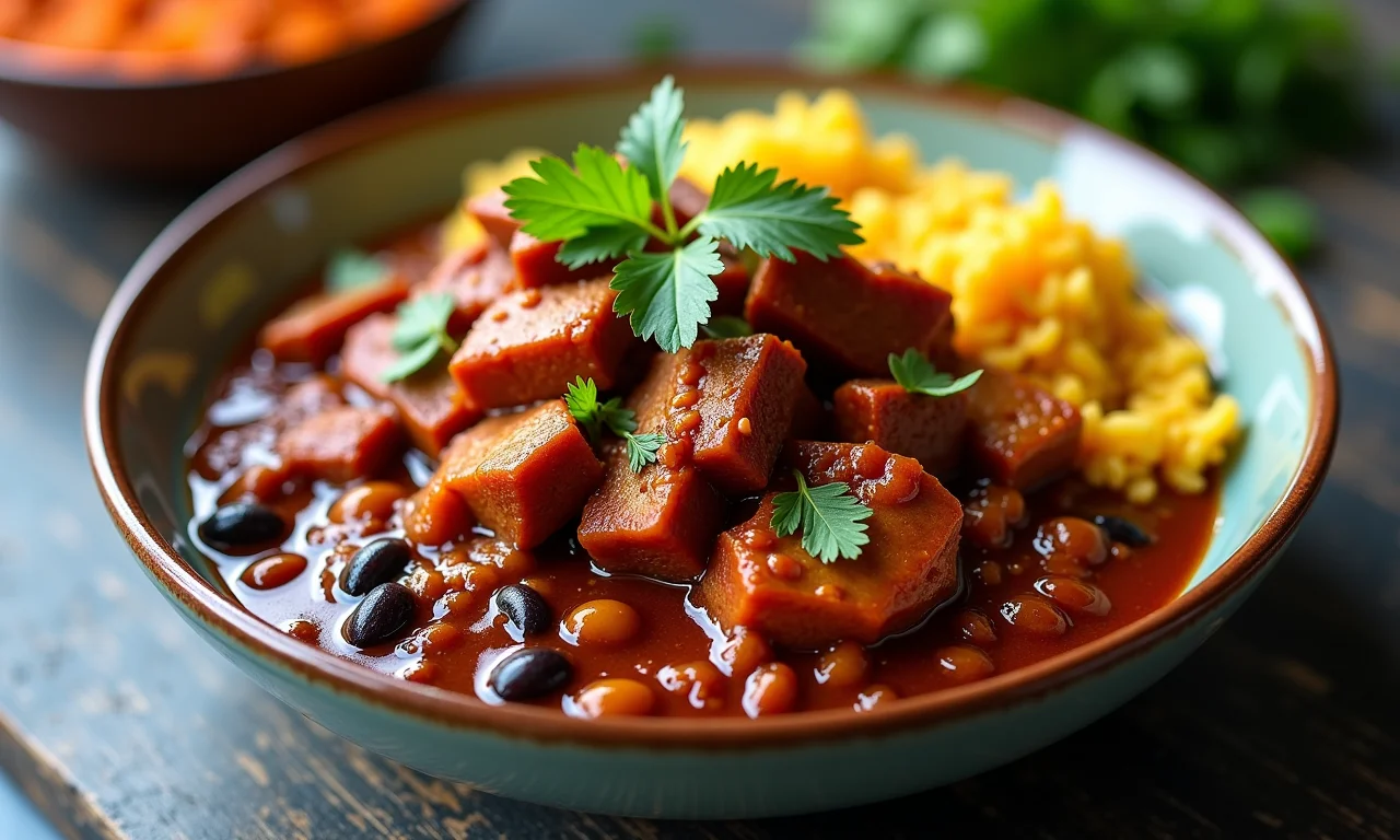 Carne de panela vegana feita com jaca.