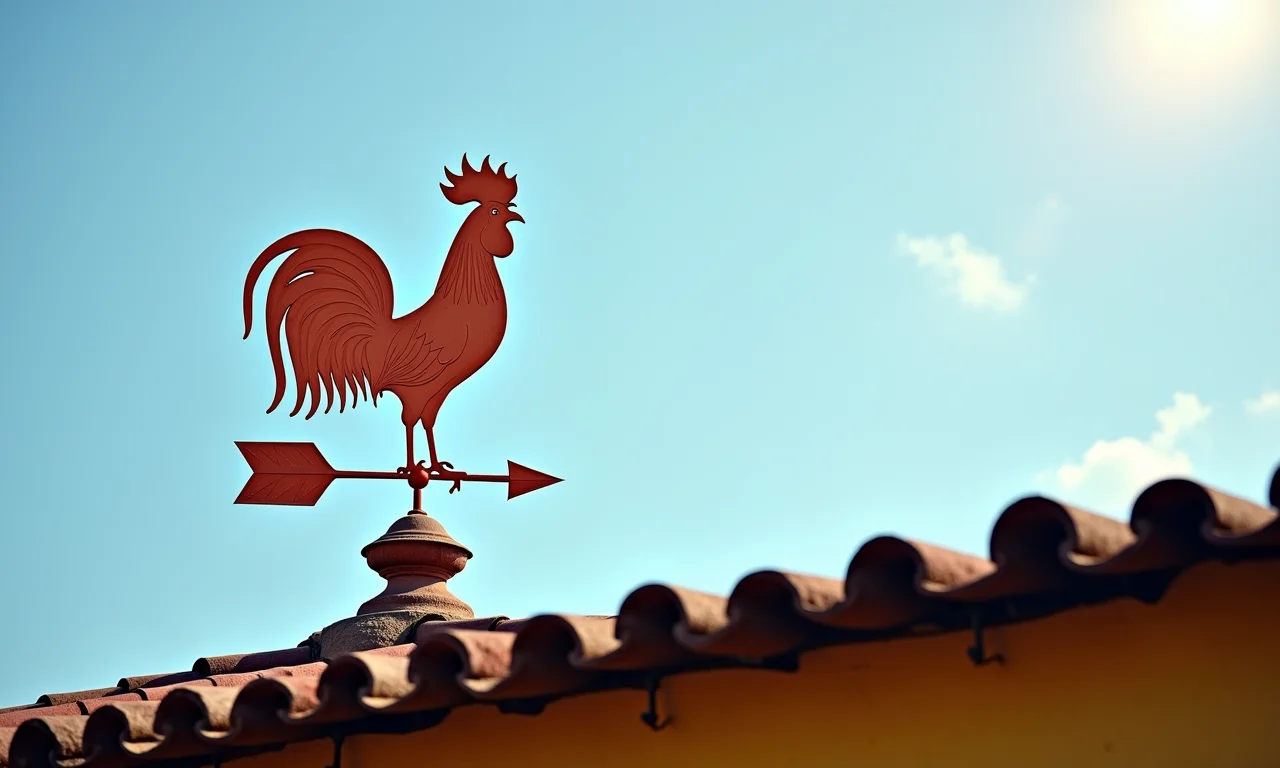 Catavento de galo em um prédio tradicional brasileiro.