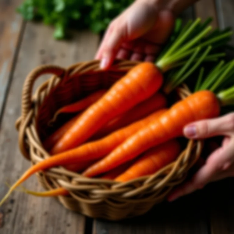Cenouras frescas sendo selecionadas para o bolo