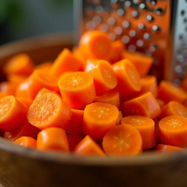 Cenouras orgânicas sendo raladas para o bolo