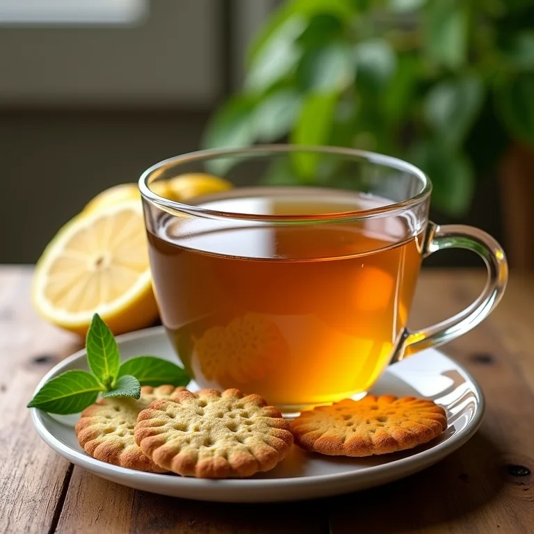 Chá de capim-cidreira auxiliando na digestão após uma refeição.