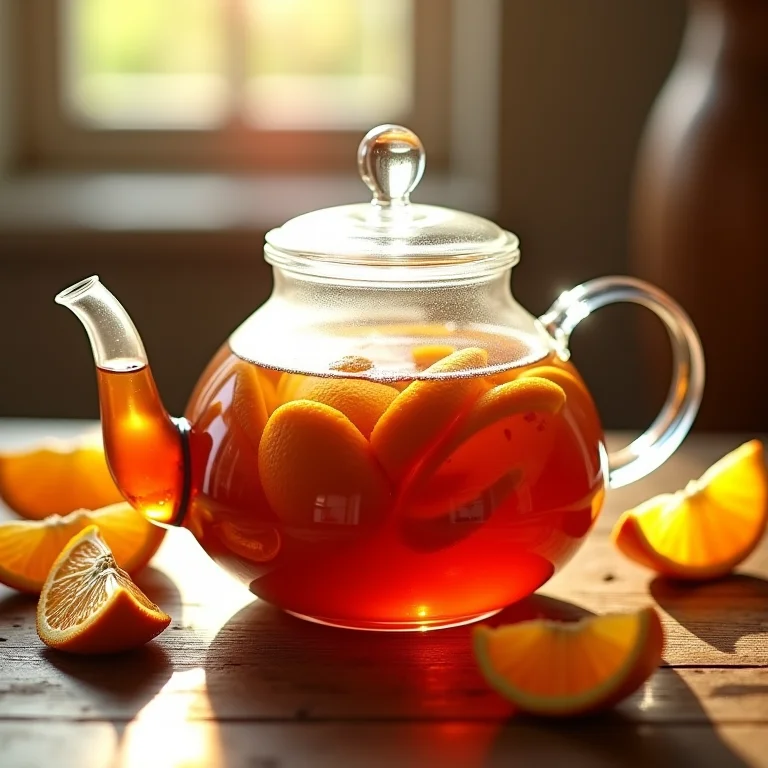 Chá de casca de laranja com ação antioxidante.