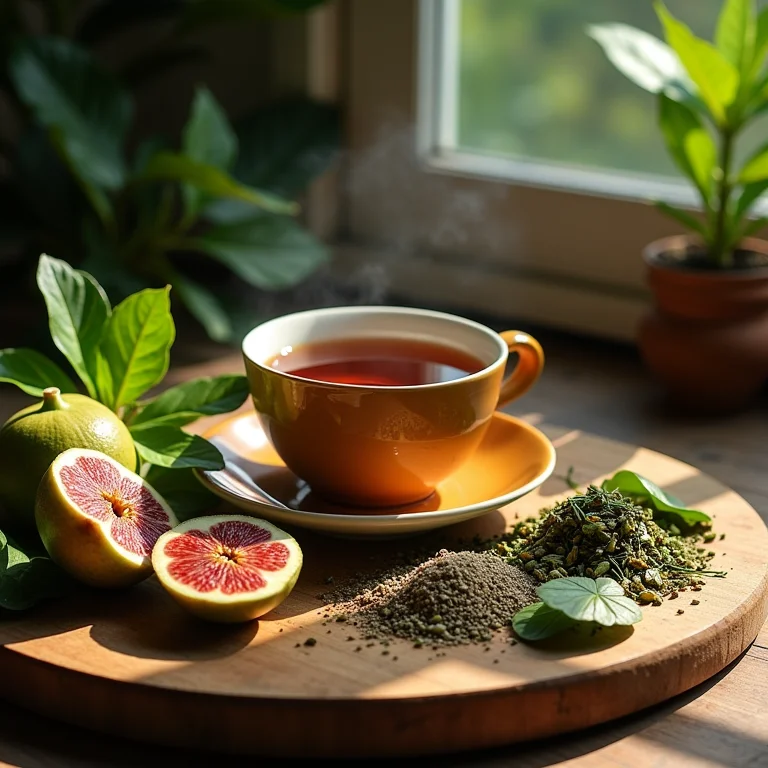 Chá de folha de figo e outras ervas medicinais.